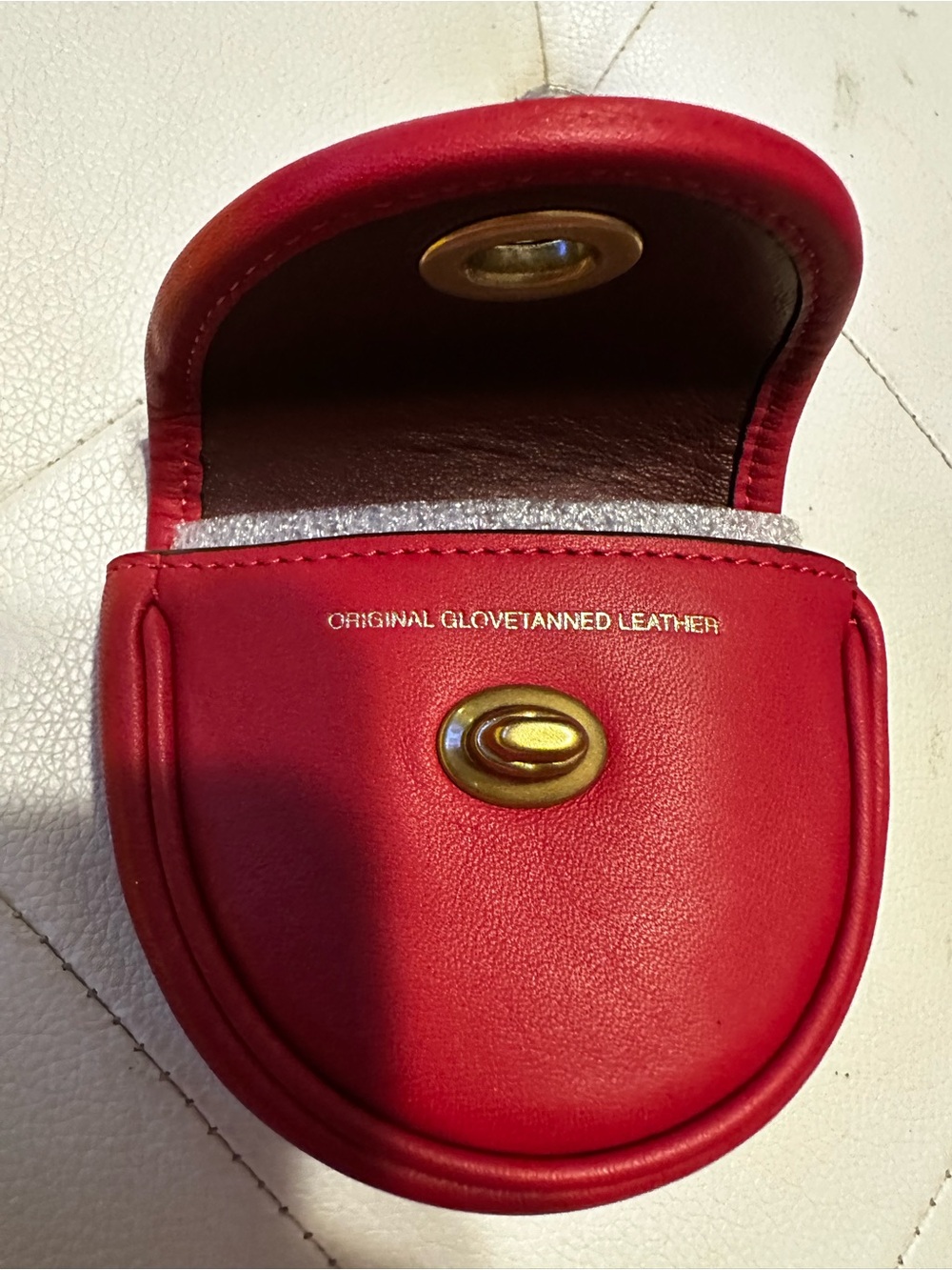 Coach Red Leather Key & Coin Holder with Gold Hardware - Picture 2 of 4